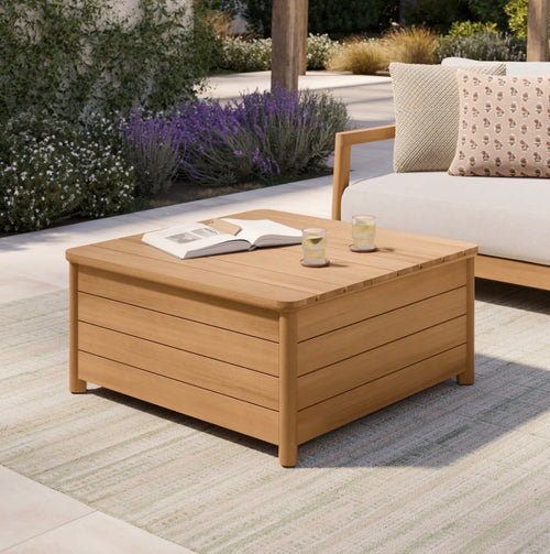 Elise 34.75" Outdoor Storage Coffee Table - Light Eucalyptus