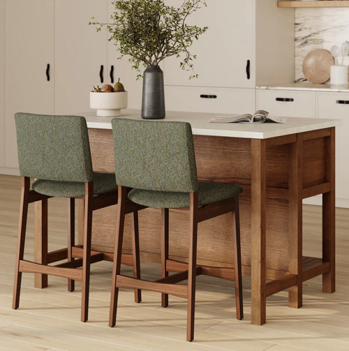 Pair of Nosh Counter Stools - Walnut And Hemlock Green
