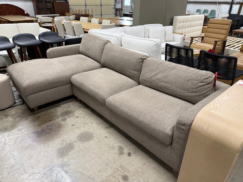 Vati 114" Left Storage Sleeper Sectional - Natural Oak And Buckler Brown