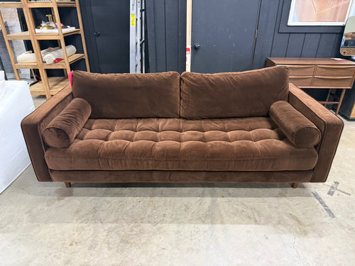 Sven 88" Tufted Velvet Sofa - Plush Pacific Brown