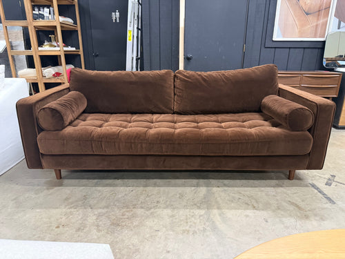 Sven 88" Tufted Velvet Sofa - Plush Pacific Brown