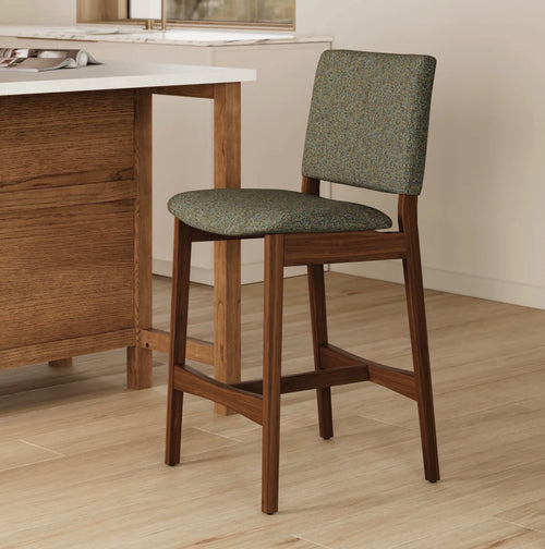 Pair of Nosh Counter Stools - Walnut And Hemlock Green