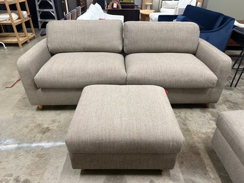 Vati 92" Sofa & Ottoman Set - Honey Oak And Buckler Brown