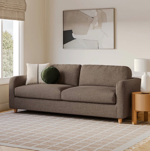 Vati 92" Sofa & Ottoman Set - Honey Oak And Buckler Brown