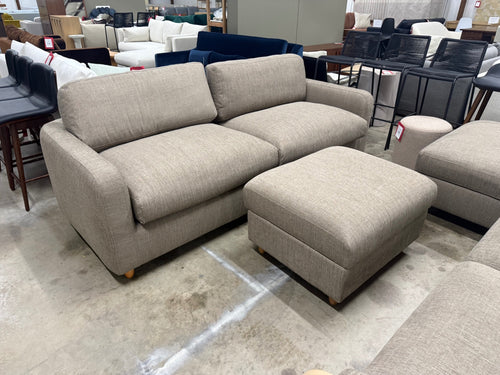 Vati 92" Sofa & Ottoman Set - Honey Oak And Buckler Brown