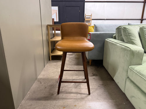 Sede Leather Swivel Counter Stool - Walnut And Toscana Tan