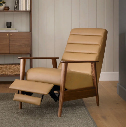 Ellow 28.5" Leather Reclining Lounge Chair - Charme Tan