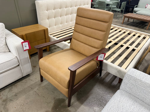Ellow 28.5" Leather Reclining Lounge Chair - Charme Tan
