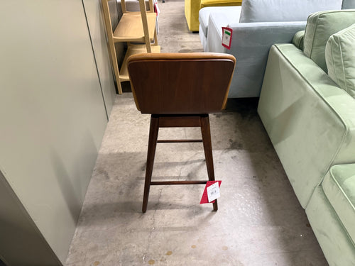 Sede Leather Swivel Counter Stool - Walnut And Toscana Tan