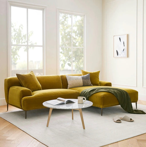 Abisko 94.5" Velvet Right Sectional - Plush Yarrow Gold