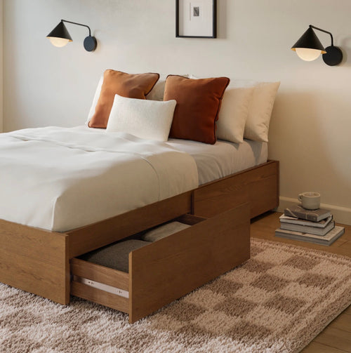 Leif Full Platform Storage Bed - Smoked Oak