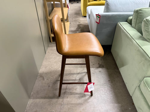 Sede Leather Swivel Counter Stool - Walnut And Toscana Tan