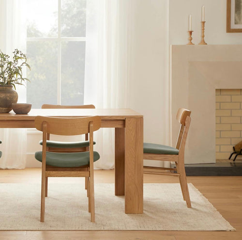 Set of 6 Ecole Dining Chairs - Oak And Welsh Green