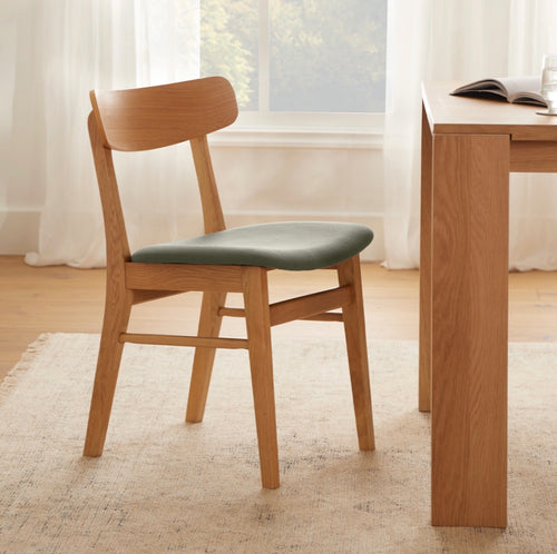 Set of 6 Ecole Dining Chairs - Oak And Welsh Green