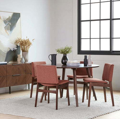 Set of 4 Nosh Dining Chairs - Walnut And Rosehip Orange
