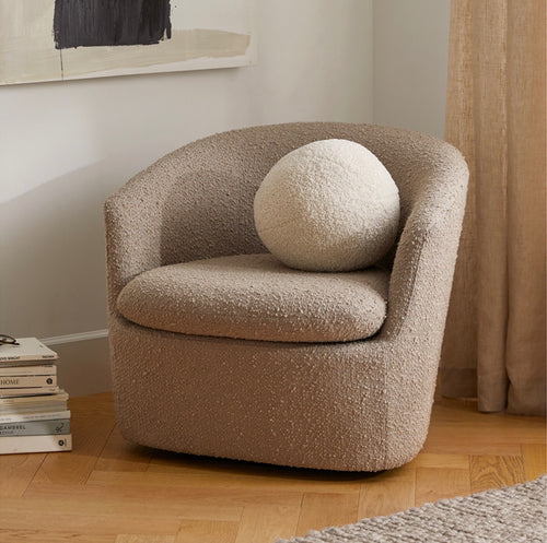 Turoy 32.5" Swivel Lounge Chair - Lunaria Sandstone Bouclé