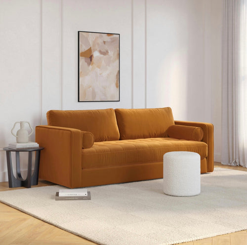 Sven 88" Tufted Velvet Sofa Bed - Plush Pacific Ginger