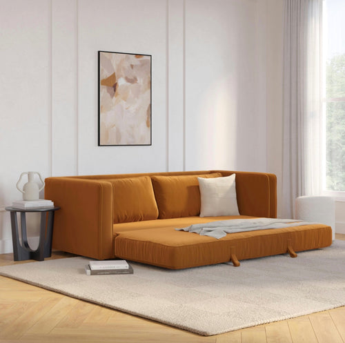 Sven 88" Tufted Velvet Sofa Bed - Plush Pacific Ginger