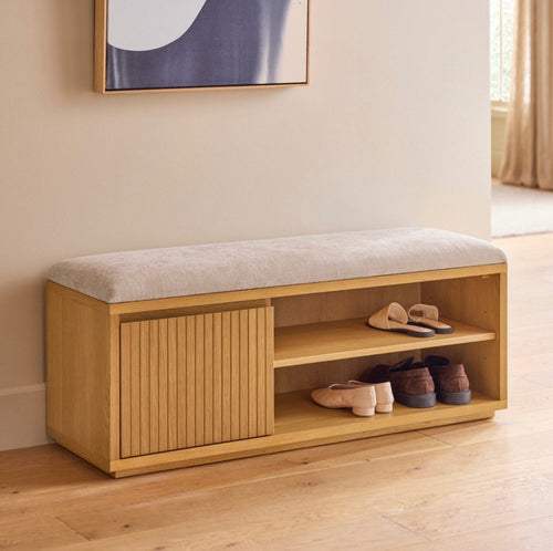 Kouva 47" Bench - Natural Oak And Santolina Gray
