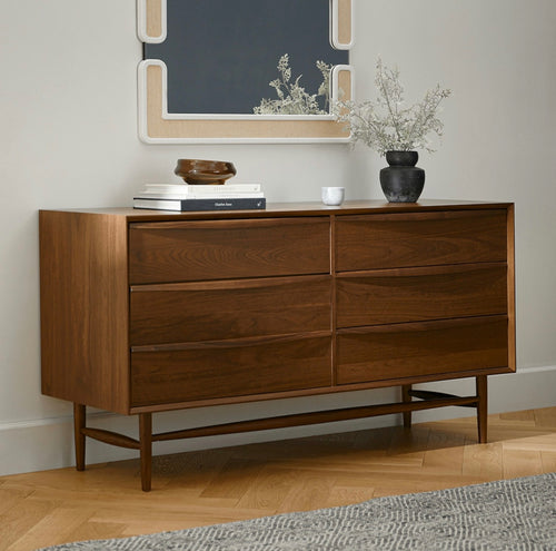 Lenia 6-Drawer Double Dresser - Walnut