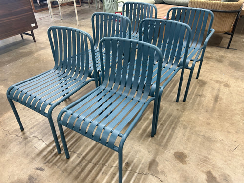 Set of 6 Sarek Outdoor Stackable Dining Chairs - Peacock Blue