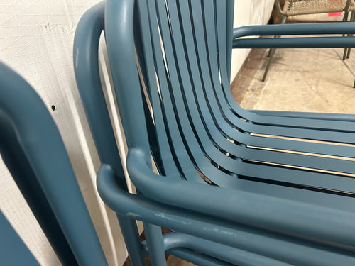 Set of 6 Sarek Outdoor Stackable Dining Chairs - Peacock Blue