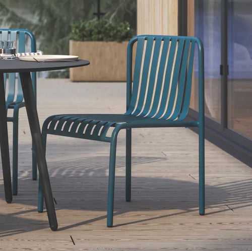 Set of 6 Sarek Outdoor Stackable Dining Chairs - Peacock Blue