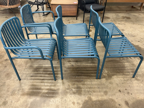 Set of 6 Sarek Outdoor Stackable Dining Chairs - Peacock Blue