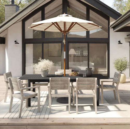 Fisk 75.5" - 96" Outdoor Extendable Dining Table - Black