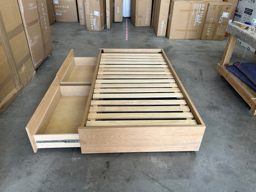 Leif Twin Platform Storage Bed - White Oak