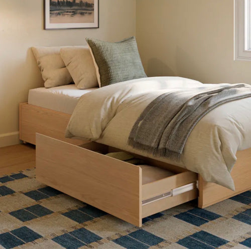 Leif Twin Platform Storage Bed - White Oak