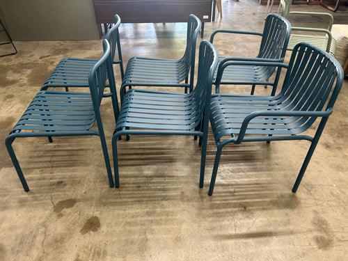 Set of 6 Sarek Outdoor Stackable Dining Chairs - Peacock Blue