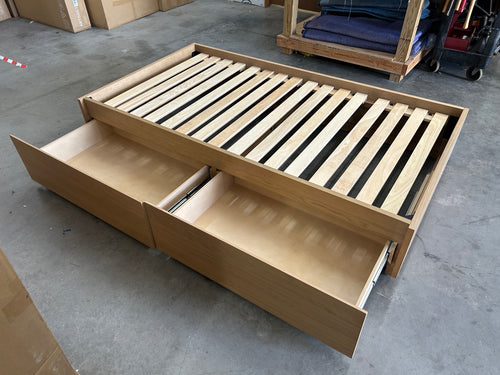 Leif Twin Platform Storage Bed - White Oak