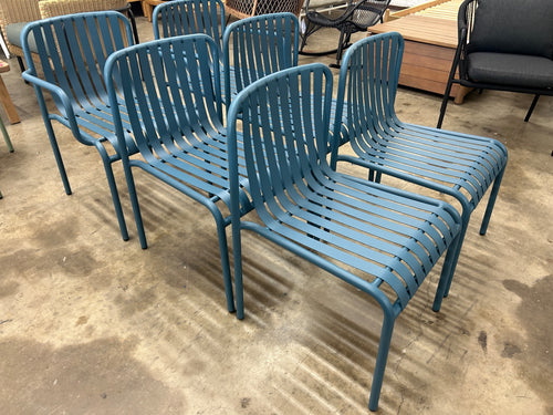Set of 6 Sarek Outdoor Stackable Dining Chairs - Peacock Blue
