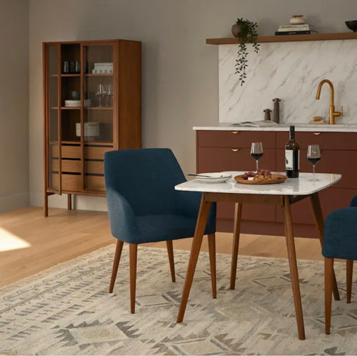 Vena Cafe Table - Walnut and Marble
