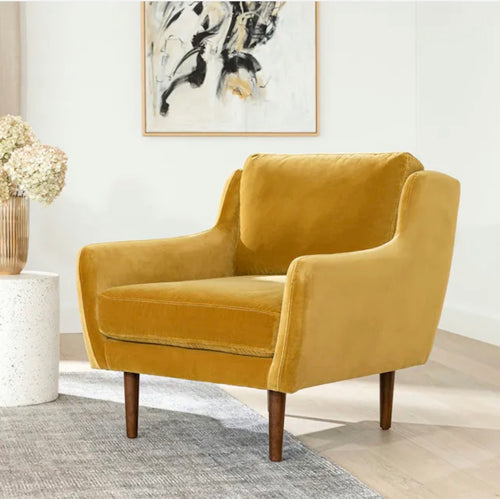 Matrix 30.5in Velvet Lounge Chair - Yarrow Gold