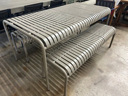 Sarek 67" Outdoor Dining Table Set - Warm Stone
