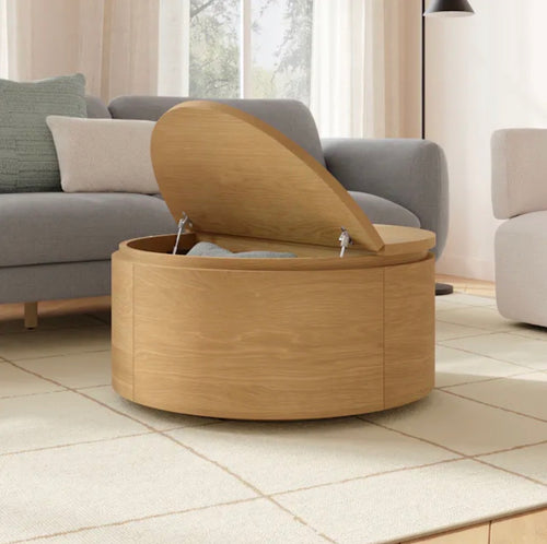 Maren 32" Storage Coffee Table - Natural Oak