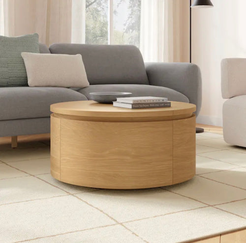 Maren 32" Storage Coffee Table - Natural Oak
