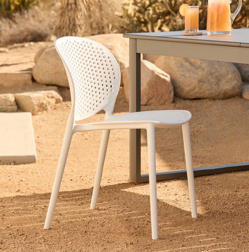 Pair of Dot Outdoor Stackable Dining Chairs - White