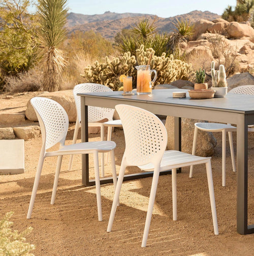 Pair of Dot Outdoor Stackable Dining Chairs - White