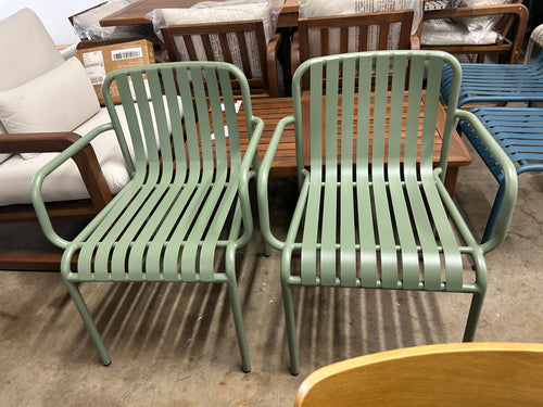 Pair of Sarek Outdoor Stackable Dining Armchairs - Khaki Green