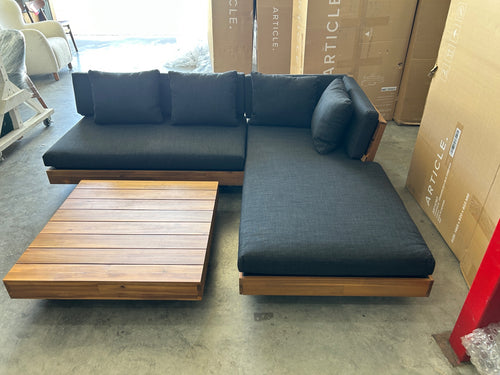 Lubek 82.5" Outdoor Low Right Sectional Set - Slate Gray