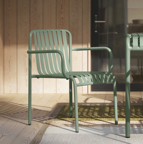 Pair of Sarek Outdoor Stackable Dining Armchairs - Khaki Green