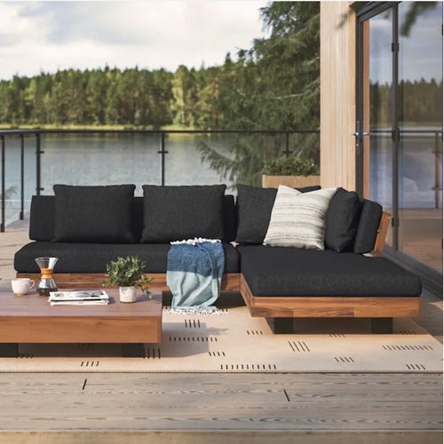 Lubek 82.5" Outdoor Low Right Sectional Set - Slate Gray