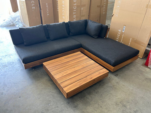 Lubek 82.5" Outdoor Low Right Sectional Set - Slate Gray