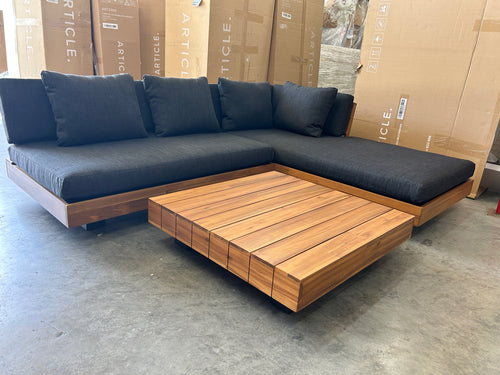 Lubek 82.5" Outdoor Low Right Sectional Set - Slate Gray
