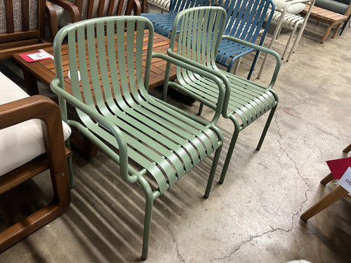 Pair of Sarek Outdoor Stackable Dining Armchairs - Khaki Green
