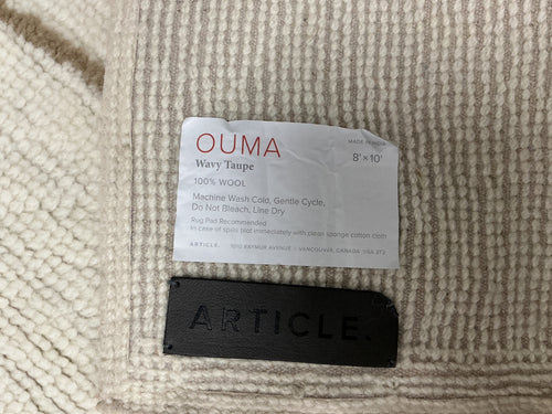 Ouma 8 x 10 Washable Wool Rug - Wavy Taupe