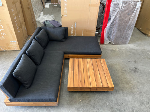 Lubek 82.5" Outdoor Low Right Sectional Set - Slate Gray
